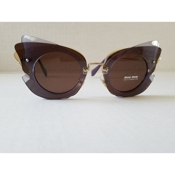 NEW AUTH MIU MIU CAT EYE LILAC YELLOW BROWN LENCES SUNGLASSES 0MU 02SS  ITALY - Picture 4 of 8